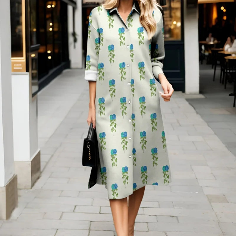 Robe fraîche d'automne décontractée à rayures, manches longues, boutonnée, style 2025. Robe-chemise élégante et ample.