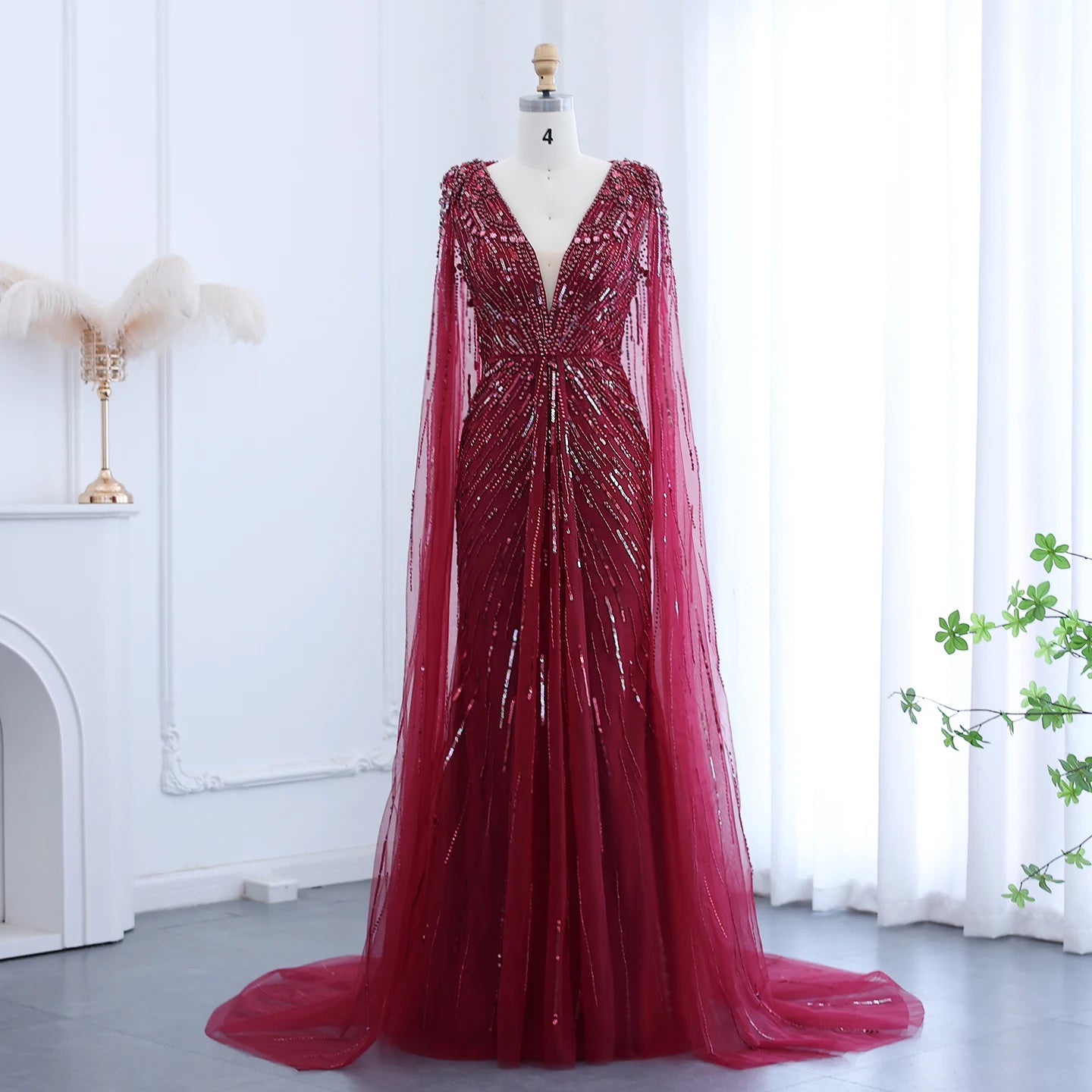 Sharon Said Robe de soirée luxueuse en cristal vert sauge avec cape fuchsia doré Robe de mariée arabe Robes de soirée SS399 Personnalisé