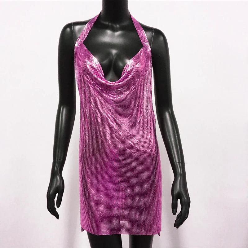Robe de soirée luxueuse à paillettes, dos nu, tenue de cocktail, de discothèque, de festival, de rave