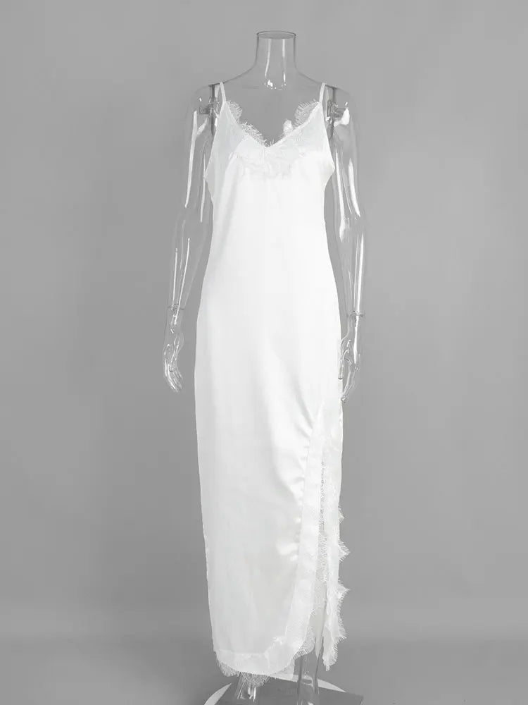 Robe de soirée sexy en dentelle imprimée à col en V pour femme, taille haute, slim, dos nu, spaghetti, été