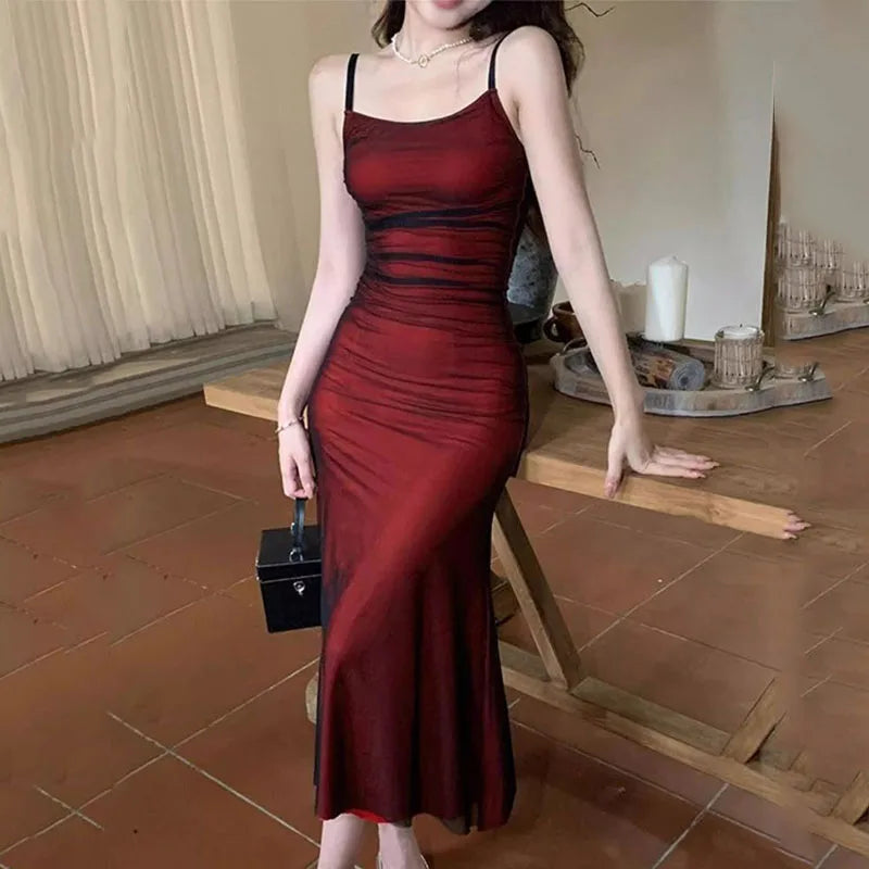Robe longue élégante pour femme, tenue de soirée sexy, moulante, dos nu, bretelles spaghetti, tenue d'été pour anniversaire, soirée, club