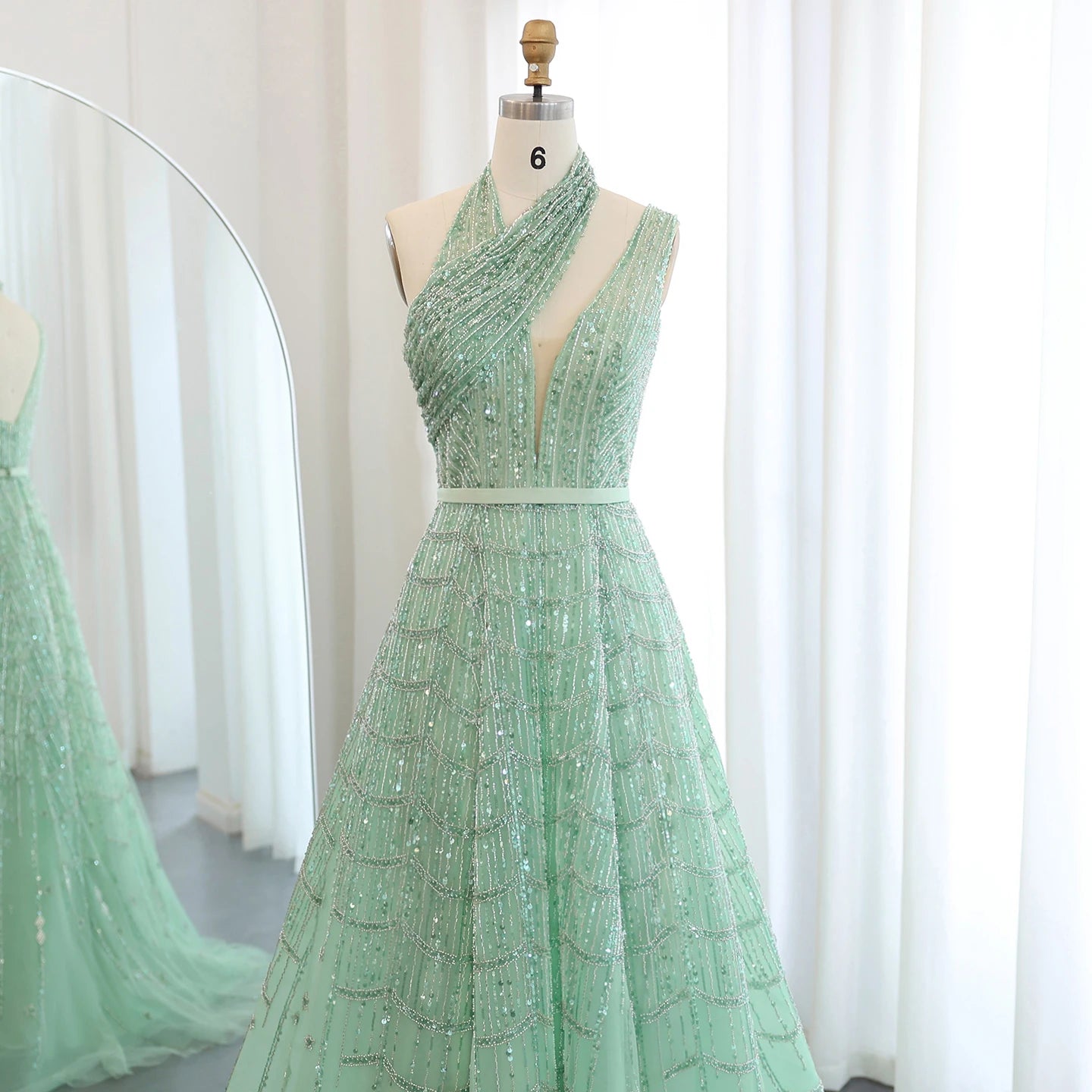 Sharon Said - Robe de soirée longue de luxe en lilas perlée de Dubaï pour femmes, tenue de soirée de mariage, robe de bal arabe, SS329, personnalisée