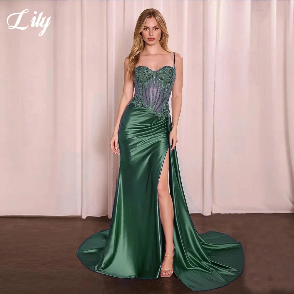 Robe de bal Lily Blue charmante, ornée d'appliqués de dentelle, bustier cœur, fente latérale haute, robe de soirée sirène, robe de soirée personnalisée