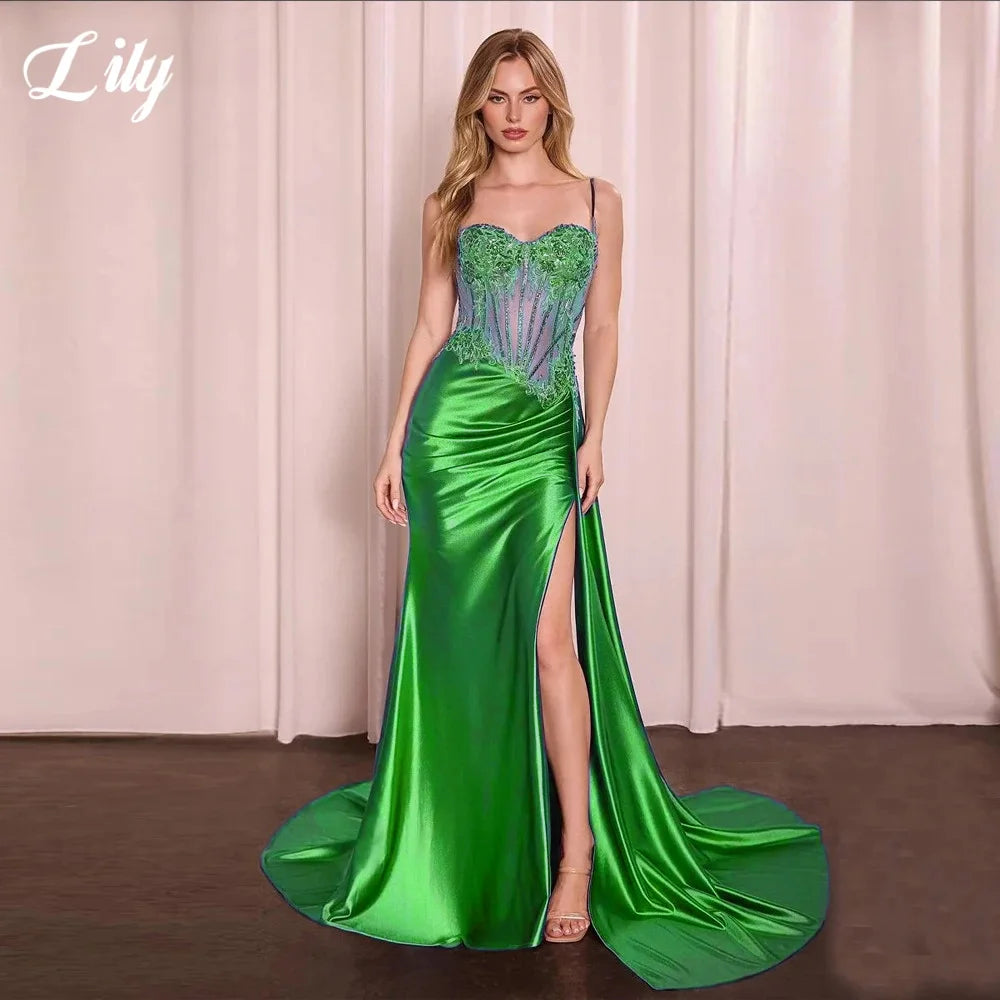 Robe de bal Lily Blue charmante, ornée d'appliqués de dentelle, bustier cœur, fente latérale haute, robe de soirée sirène, robe de soirée personnalisée