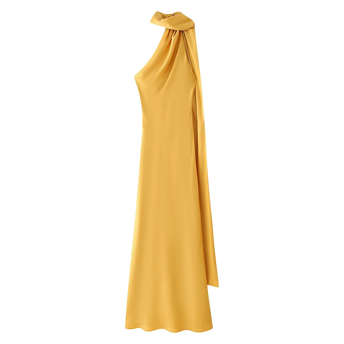 Robe longue élégante en satin de soie douce pour femme, dos nu, sans manches, style maxi, idéale pour l'été et les soirées.