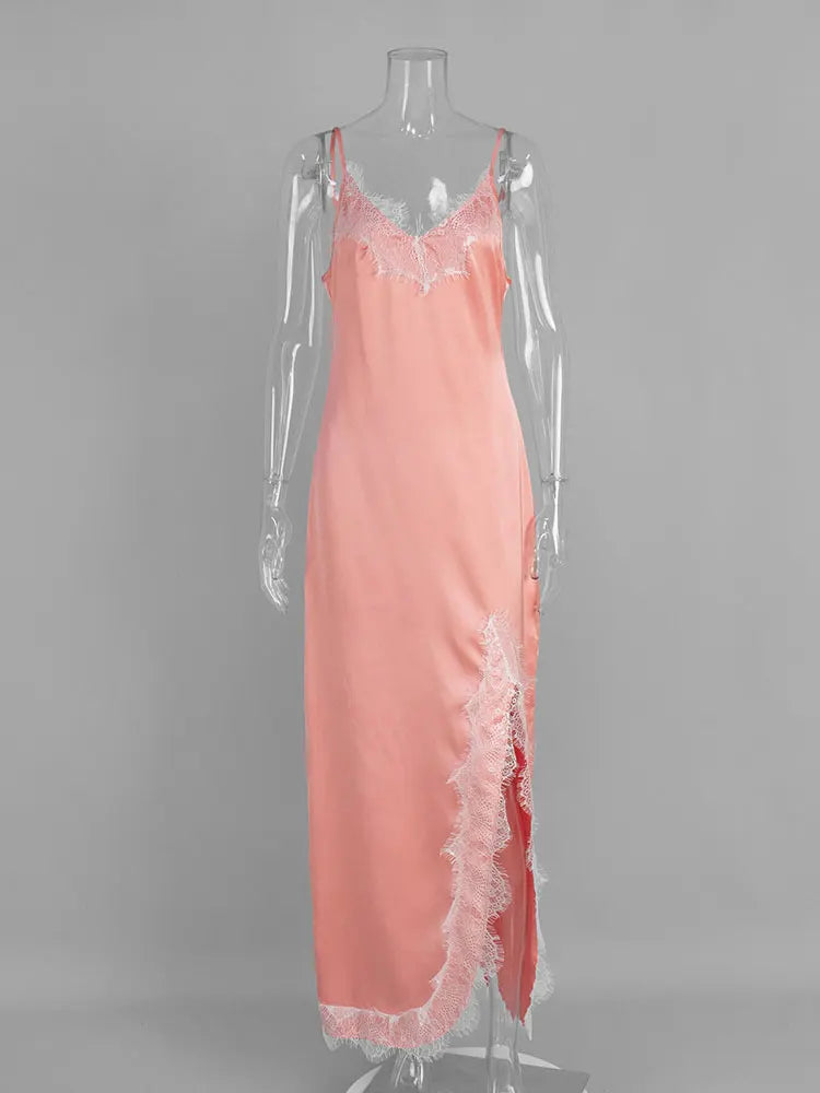 Robe de soirée sexy en dentelle imprimée à col en V pour femme, taille haute, slim, dos nu, spaghetti, été