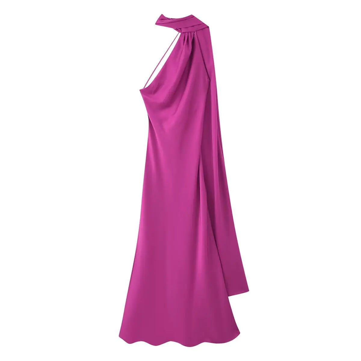Robe longue élégante en satin de soie douce pour femme, dos nu, sans manches, style maxi, idéale pour l'été et les soirées.