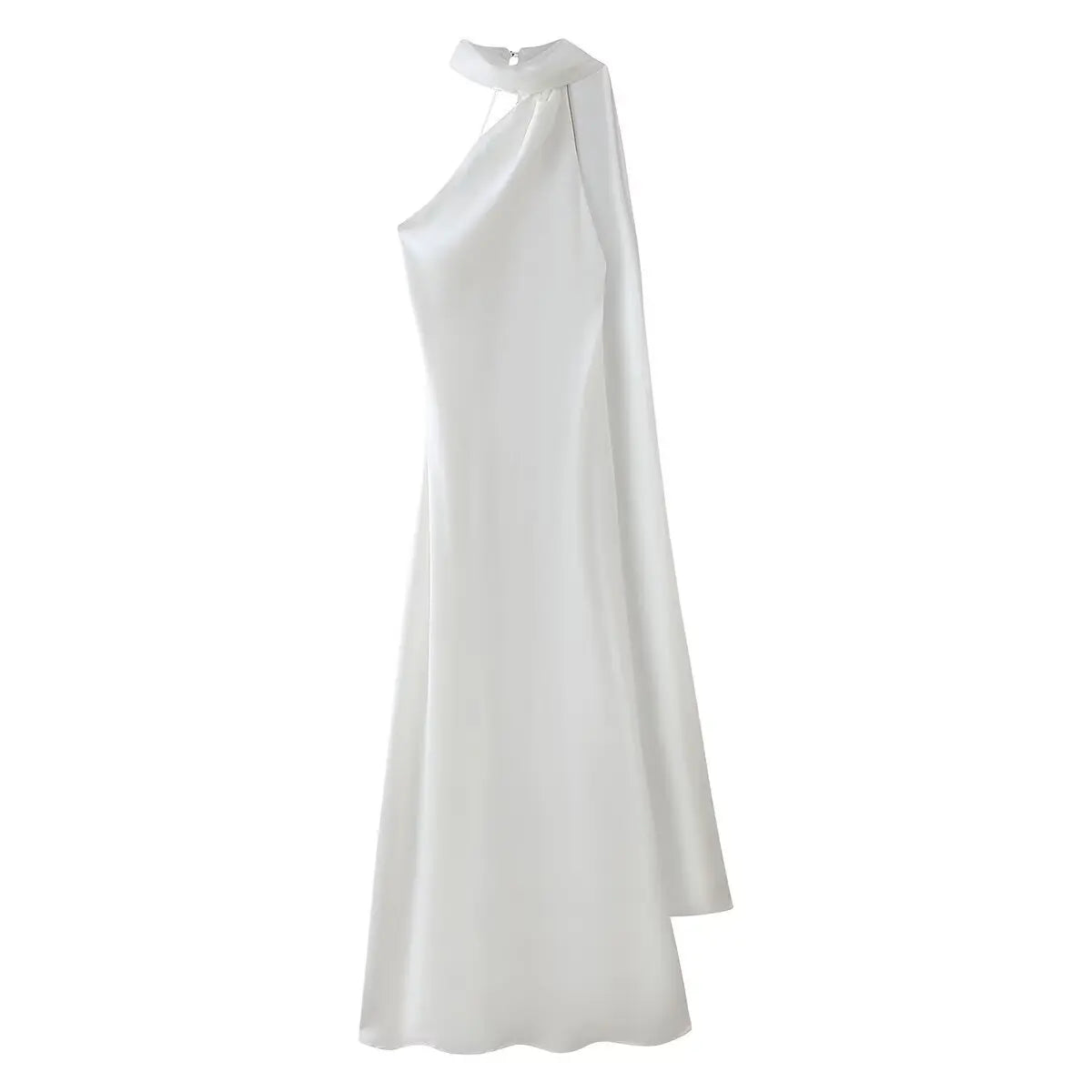Robe longue élégante en satin de soie douce pour femme, dos nu, sans manches, style maxi, idéale pour l'été et les soirées.
