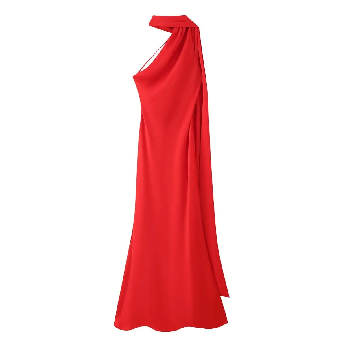 Robe longue élégante en satin de soie douce pour femme, dos nu, sans manches, style maxi, idéale pour l'été et les soirées.