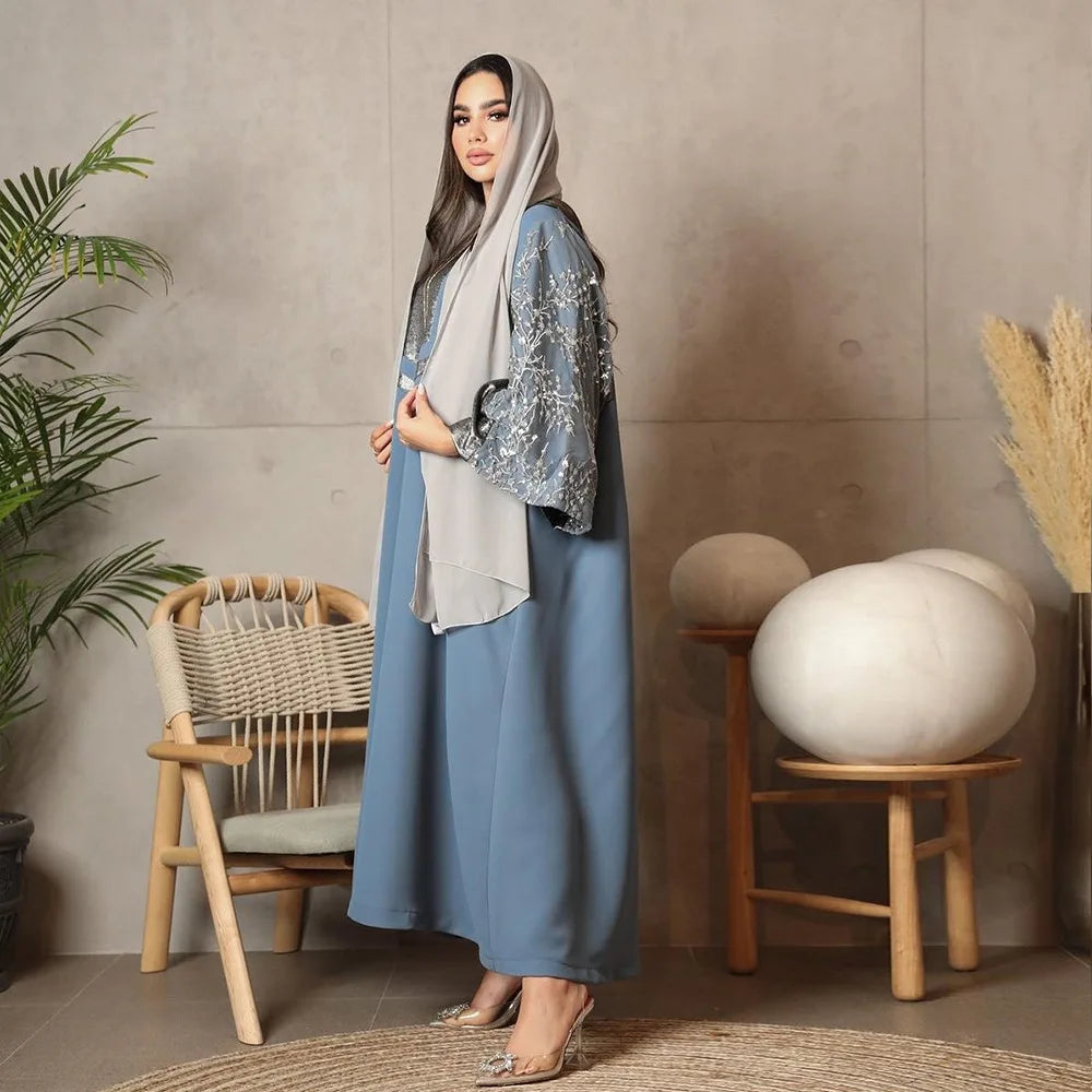 Robe à sequins musulmane tendance Dubaï, robe de soirée de luxe à manches longues, Vestidos pour femmes, kaftan marocain, vêtements islamiques Ramadan 2025