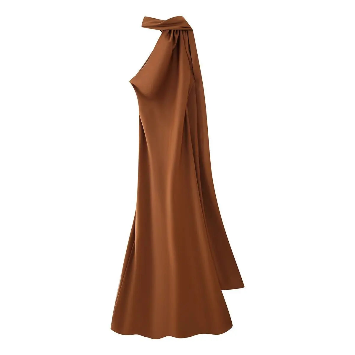 Robe longue élégante en satin de soie douce pour femme, dos nu, sans manches, style maxi, idéale pour l'été et les soirées.