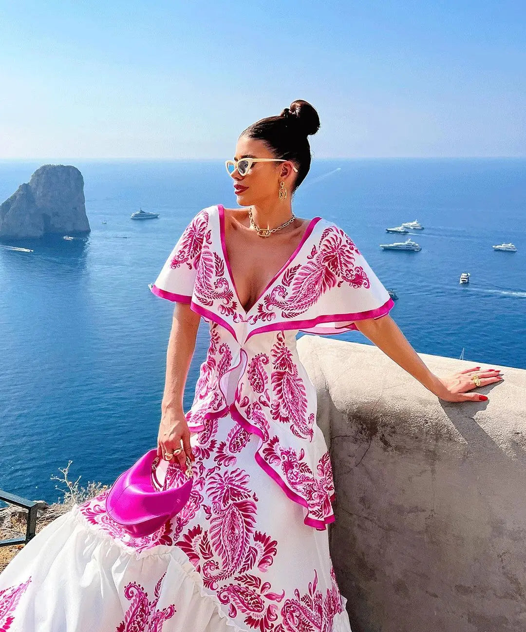 Robe longue à volants pour femme, tenue de plage, grande taille, col en V, sexy, idéale pour les fêtes et les vacances