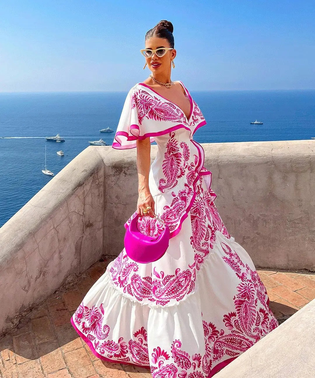 Robe longue à volants pour femme, tenue de plage, grande taille, col en V, sexy, idéale pour les fêtes et les vacances