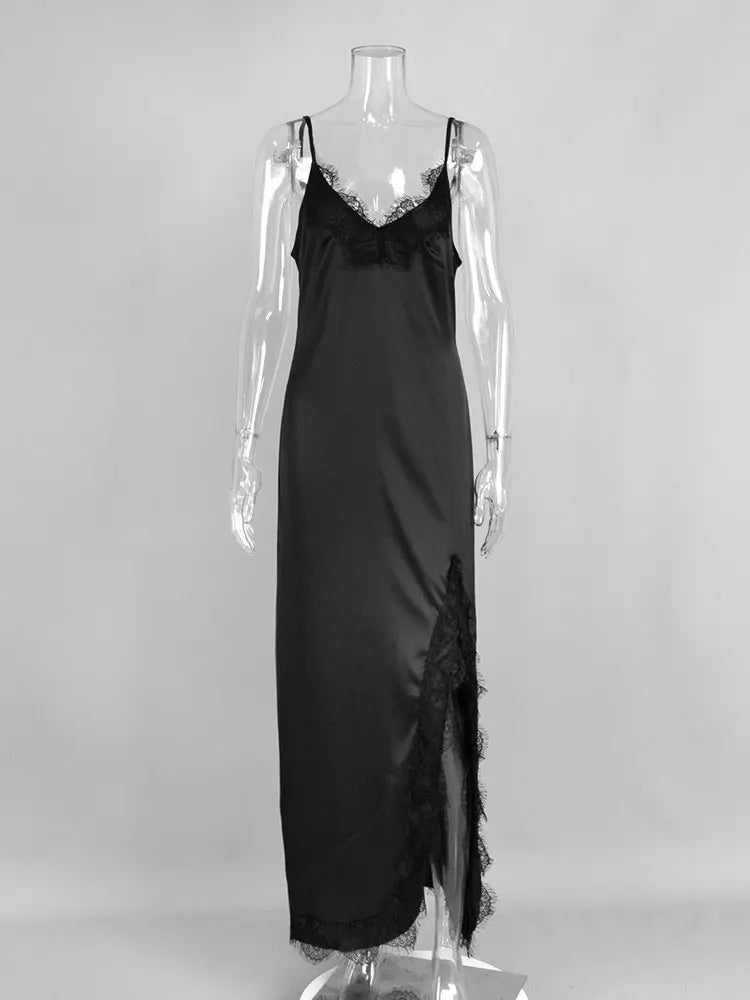 Robe de soirée sexy en dentelle imprimée à col en V pour femme, taille haute, slim, dos nu, spaghetti, été