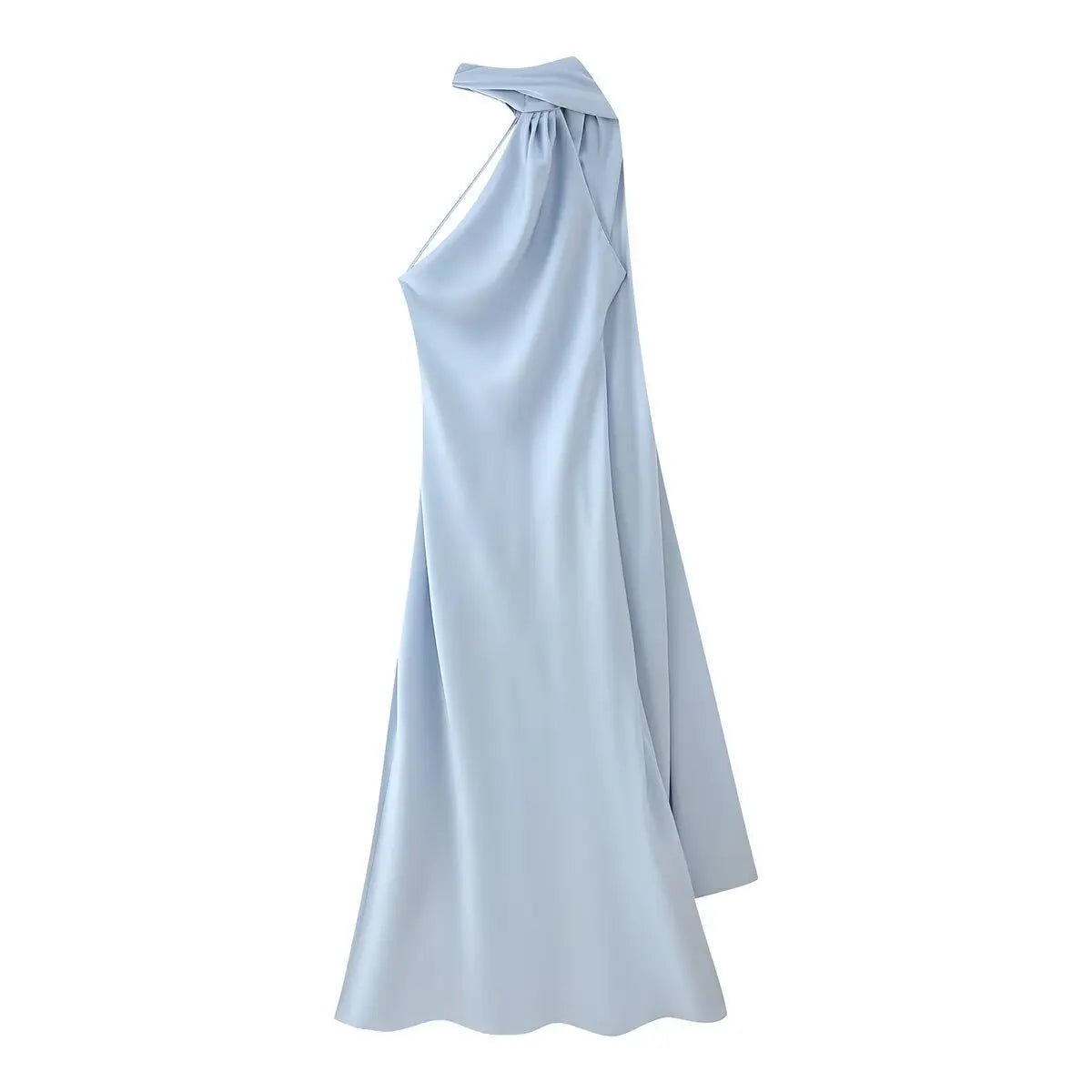 Robe longue élégante en satin de soie douce pour femme, dos nu, sans manches, style maxi, idéale pour l'été et les soirées.