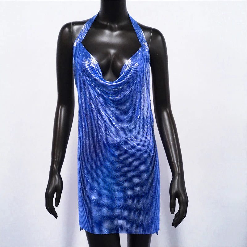 Robe de soirée luxueuse à paillettes, dos nu, tenue de cocktail, de discothèque, de festival, de rave