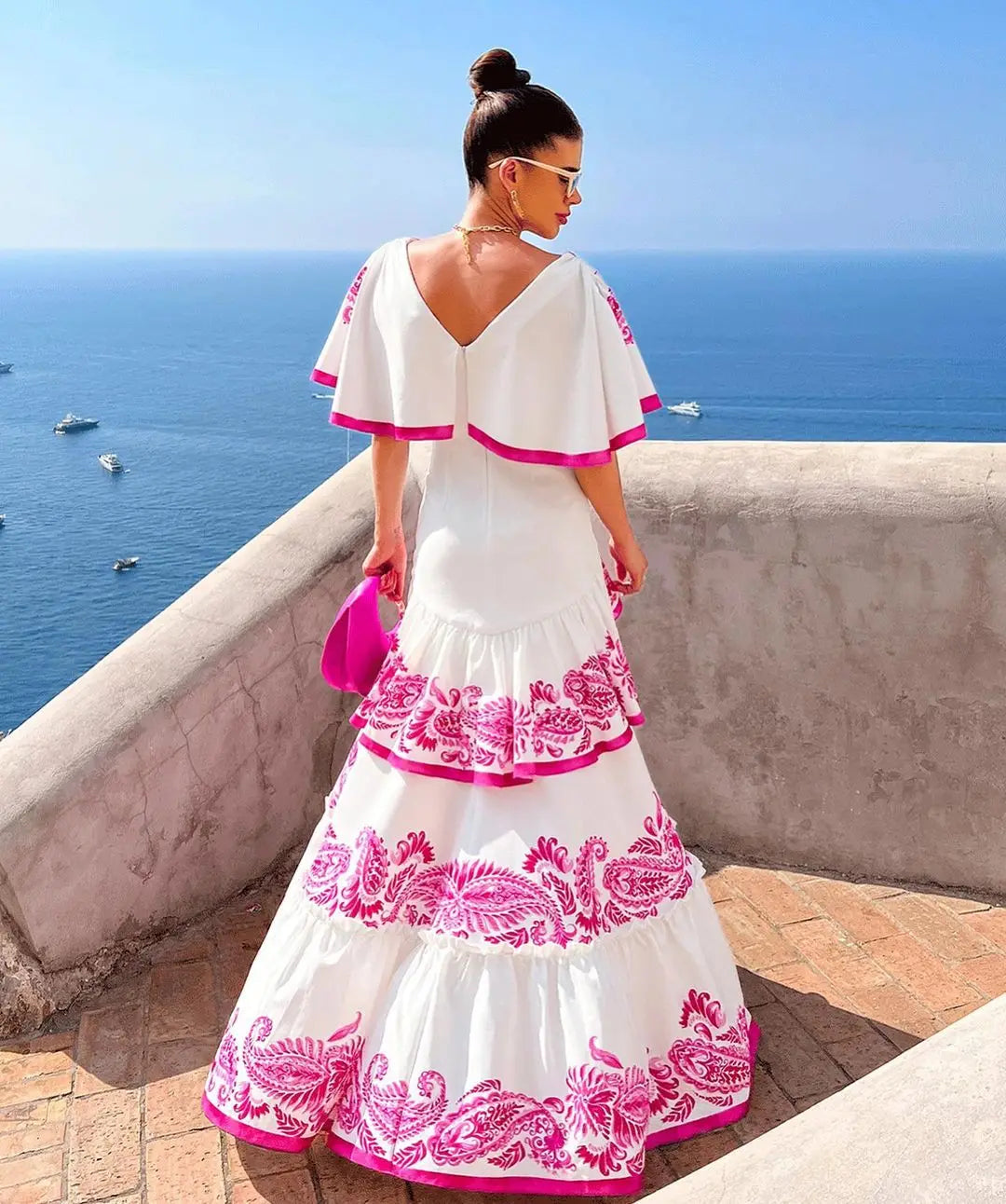 Robe longue à volants pour femme, tenue de plage, grande taille, col en V, sexy, idéale pour les fêtes et les vacances