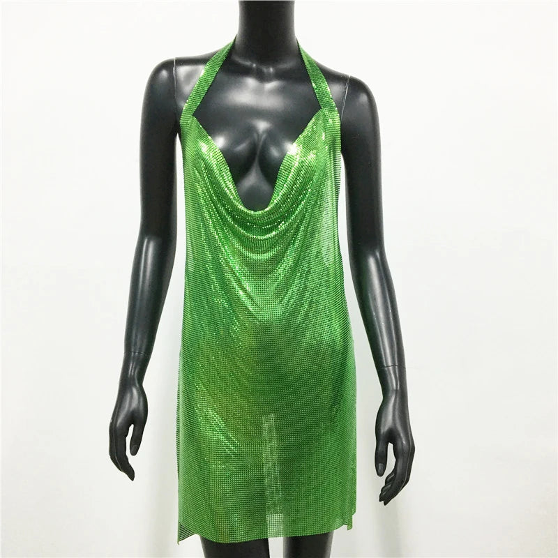 Robe de soirée luxueuse à paillettes, dos nu, tenue de cocktail, de discothèque, de festival, de rave