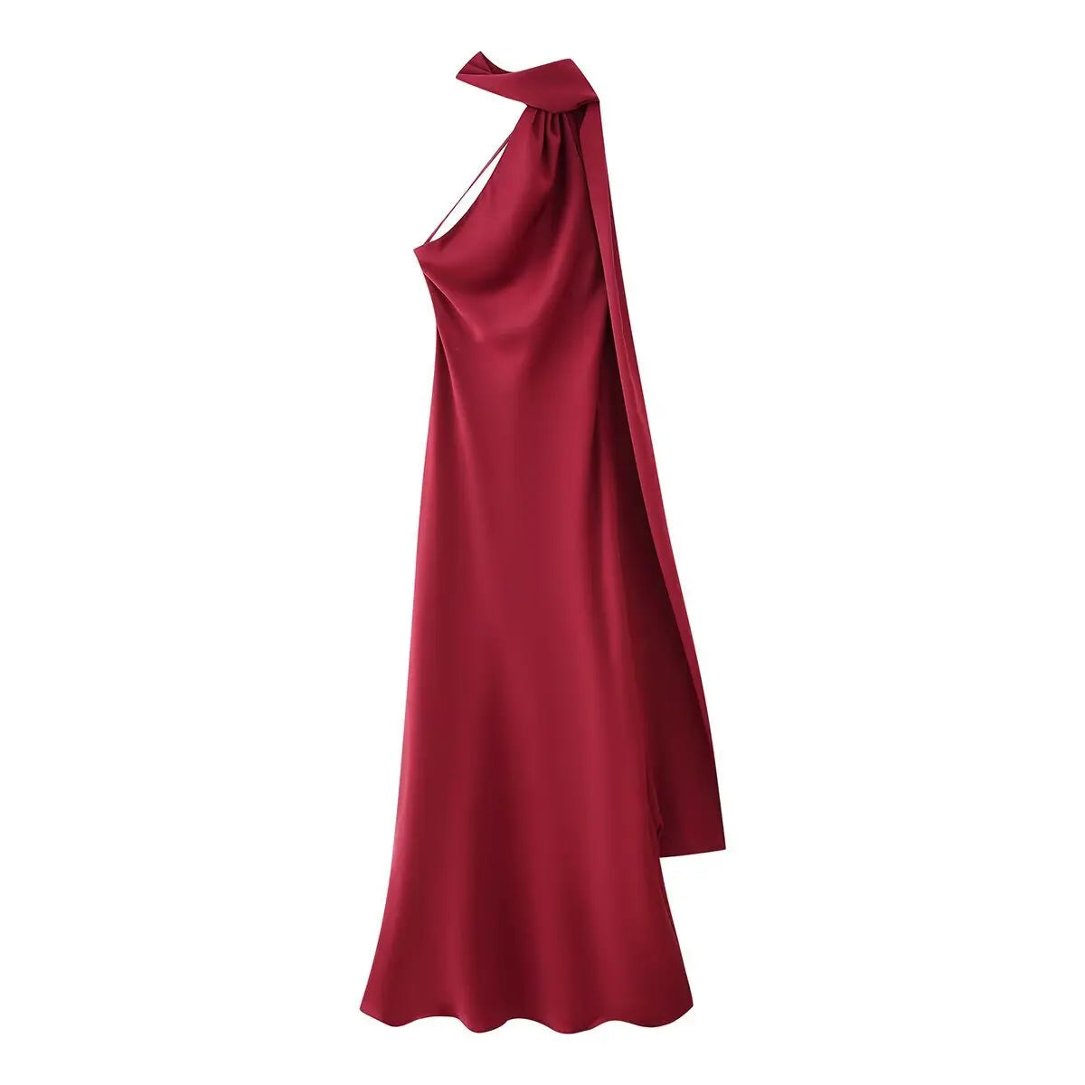 Robe longue élégante en satin de soie douce pour femme, dos nu, sans manches, style maxi, idéale pour l'été et les soirées.