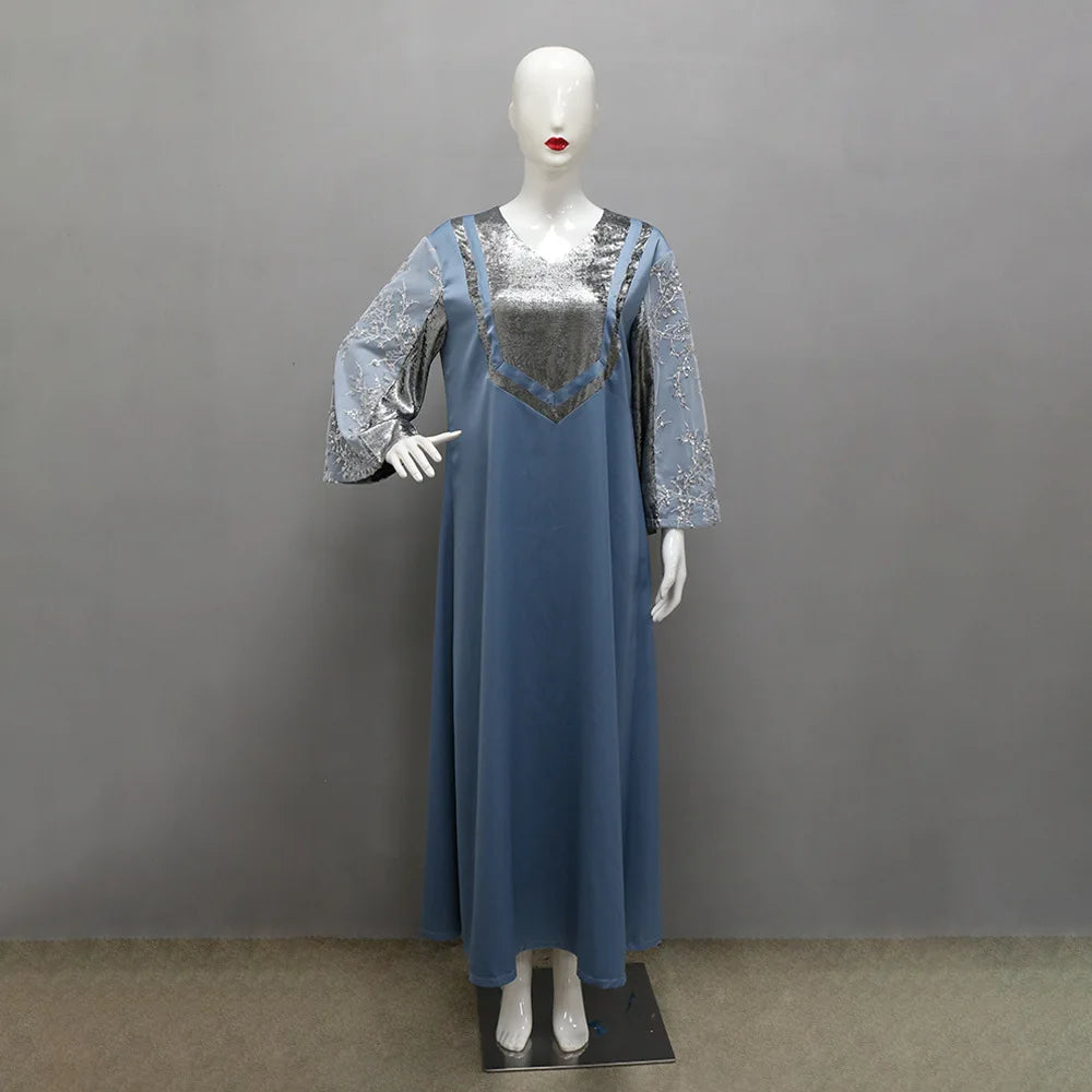 Robe à sequins musulmane tendance Dubaï, robe de soirée de luxe à manches longues, Vestidos pour femmes, kaftan marocain, vêtements islamiques Ramadan 2025