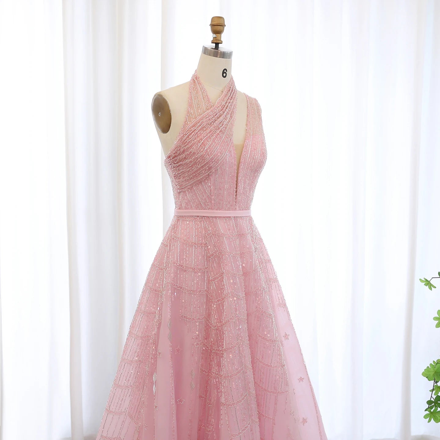 Sharon Said - Robe de soirée longue de luxe en lilas perlée de Dubaï pour femmes, tenue de soirée de mariage, robe de bal arabe, SS329, personnalisée