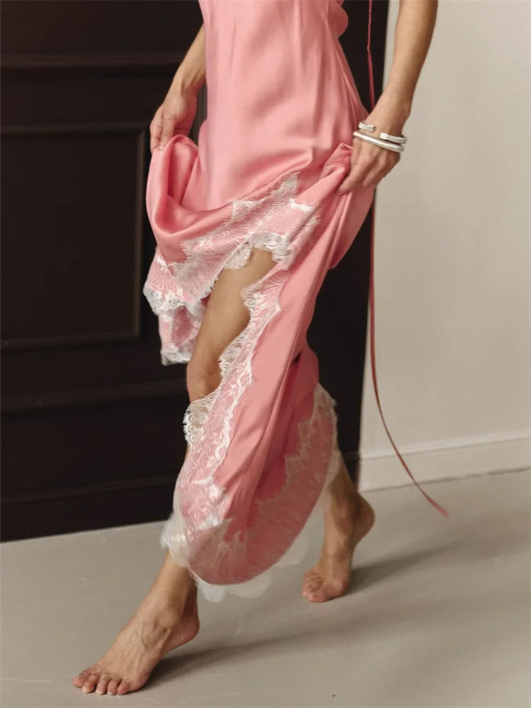 Robe de soirée sexy en dentelle imprimée à col en V pour femme, taille haute, slim, dos nu, spaghetti, été