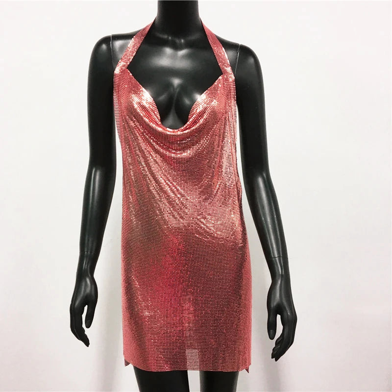 Robe de soirée luxueuse à paillettes, dos nu, tenue de cocktail, de discothèque, de festival, de rave