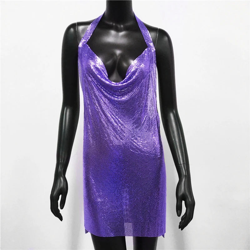Robe de soirée luxueuse à paillettes, dos nu, tenue de cocktail, de discothèque, de festival, de rave